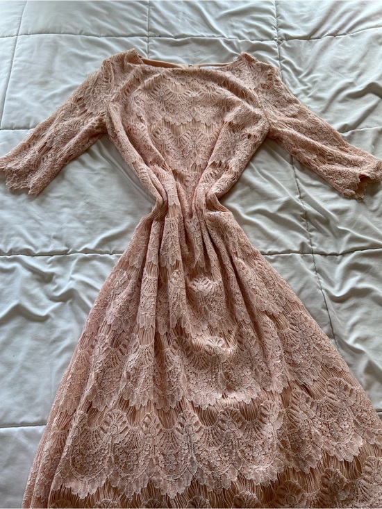Dainty Jewells Dresses & Skirts - Dainty Jewells Blush Lace Long Sleeve Midi Dress